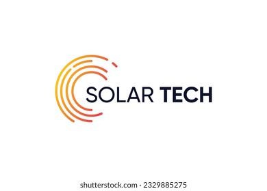 Solar tech logo design with modern abstract concept