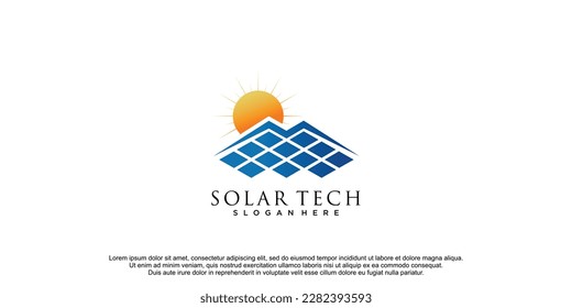 Solar tech logo template with creative concept premium vector