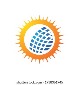Solar tech logo template vector icon design