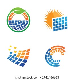 Diseño de iconos vectoriales de la plantilla de logotipo de tecnología solar