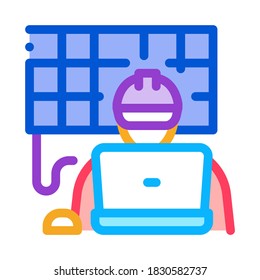 vector de icono del técnico solar. signo del técnico solar. ilustración de símbolo de contorno de color