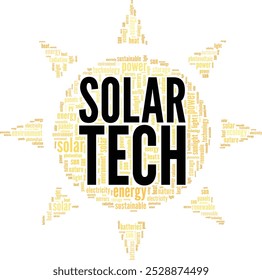 Solar Technology word cloud conceptual design isolated on white background.