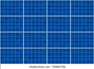Solar thermal collector - flat plate system - vector illustration of photovoltaic technology - blue background pattern, horizontal orientation.