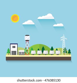solar thermal in flat design