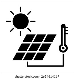 Icono de glifo solar térmico Ilustración vectorial