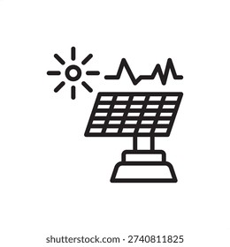 Solar tracker icon. Renewable energy optimization, representing dual-axis panel orientation, photovoltaic sun-tracking hardware, solar farm efficiency, green tech engineering, and utility power.