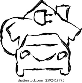 solar vehicle icon in Doodle style