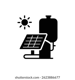 Solar Water Heater Icon - Black Filled Line Glyph Minimal