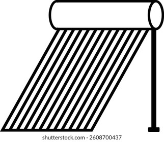 Solar Water Heater icon. environment friendly home or industrial roof top solar water heater panel.  design in trendy style. sunlight power absorbing solar heater
