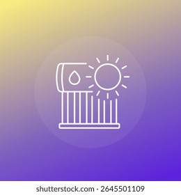 solar water heater icon, line vector
