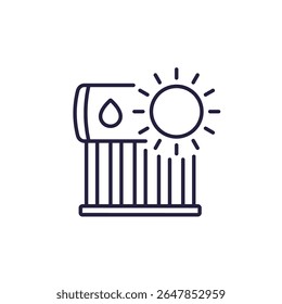 solar water heater line icon on white