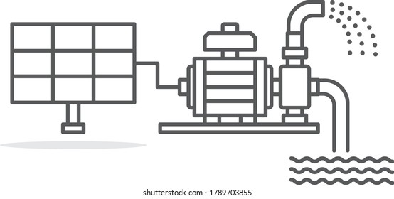 Solar Water Pump Line Icon Illustration Vector Symbol