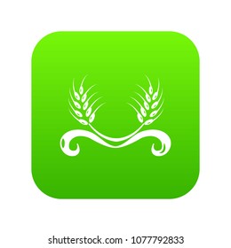 Solar Wheat icon green vector isolated on white background