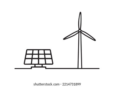 Solar and wind energy. Renewable energy sources