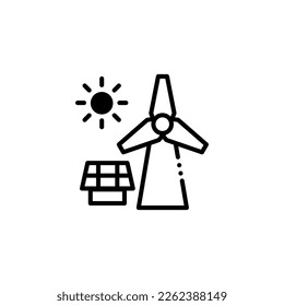 solar and wind energy vector icon illustration