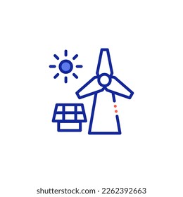 solar and wind energy vector icon illustration