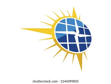 Solar and Wind Logo, Eco Energy Technology, Sign and Symbol, EPS 10 vector