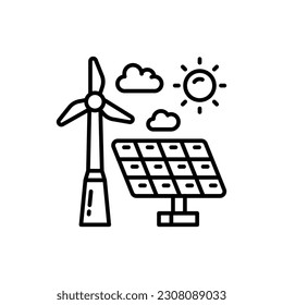 Solar Wind Power icon in vector. Illustration