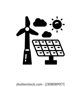 Solar Wind Power icon in vector. Illustration