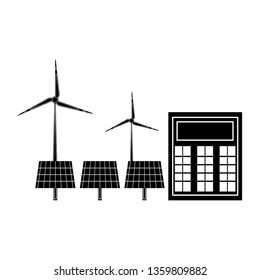 Solar and wind power plant icon. Vector illustration design