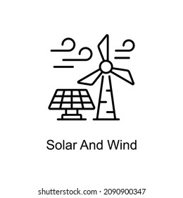 Solar- und Wind-Vektorgrafik-Symbol für Web einzeln auf weißem Hintergrund EPS10-Datei