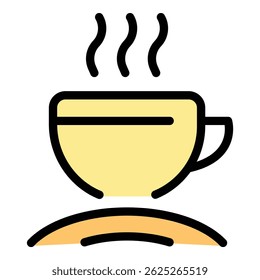 Solário ícone de xícara de café quente. Contorno Solarium xícara de café quente ícone vetor para web design isolado no fundo branco cor plana