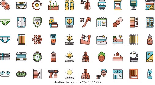 Iconos de solarium Iconos de vectores de alta calidad Colección con trazo editable. Ideal para Profesional y Proyectos Creativos.