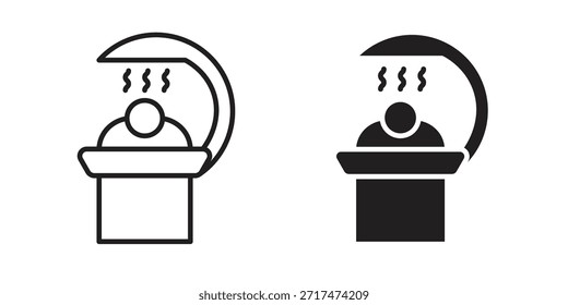 Iconos de solarium. Píxel perfecto. Icono de contorno de Vector. Concepto de logotipo plano.
