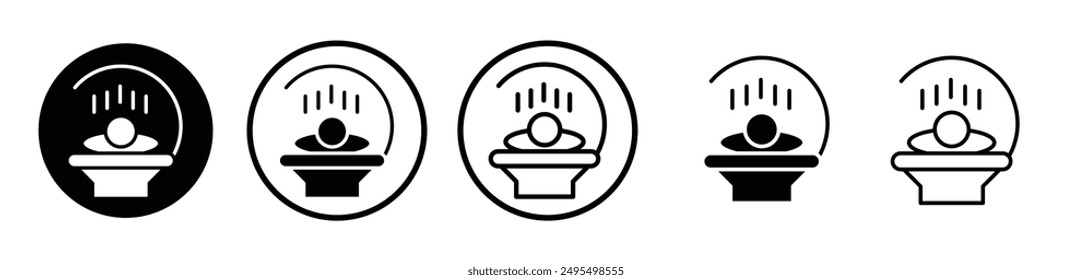 Solarium vector icon set in black and white color.