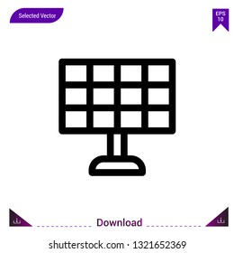 solar-panel icon vector . Best modern, simple, isolated, application ,ecology icons, logo, flat icon for website design or mobile applications, UI / UX design vector format