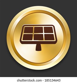 Iconos de panel solar en la colección de botones dorados