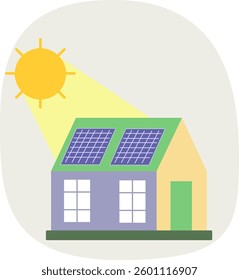 Solar-powered eco house vector – renewable energy concept with green technology and environmental sustainability