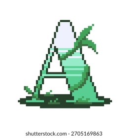 Solarpunk Estética Tono verde, Pixel Art Alfabeto de A, Aislado