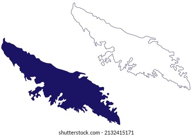 Solarte island (Republic of Panama, Bocas del Toro Archipelago, Cenrtal America, Caribbean islands) map vector illustration, scribble sketch Isla Nancy's Cay map