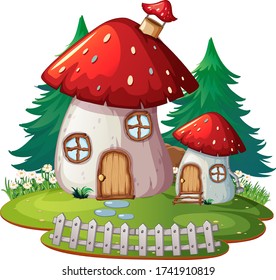 solated fantasy mushroom house illustration