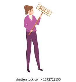 Sold agent icon. Cartoon of sold agent vector icon for web design isolated on white background