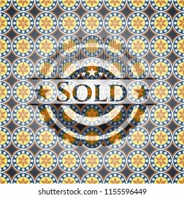 Sold arabesque style badge. arabic decoration.