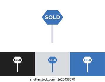 sold banner glyph vector icon - ui icon vector