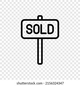 Sold banner simple icon vector. Flat design. Transparent grid.