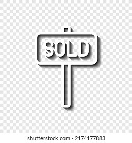 Vector de icono simple de banner de venta. Diseño plano. Blanco con sombra en la cuadrícula transparente.ai