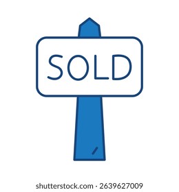 Sold Blue Line Editable Stroke Icon. Real Estate, Building, House, Home, Property Vector Illustration