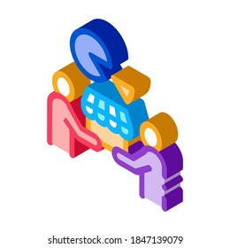 se vendió un vector de icono de parte de negocio. señal de parte comercial vendida isométrica. ilustración de símbolo aislado de color