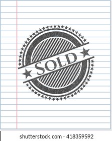 Sold emblem with pencil effect