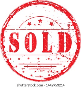 "Sold" grunge stamp, vector illustration