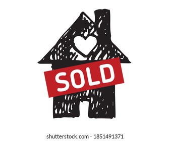 Sold home, gunge vector illustrations.