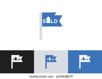sold house banner glyph vector icon - ui icon vector