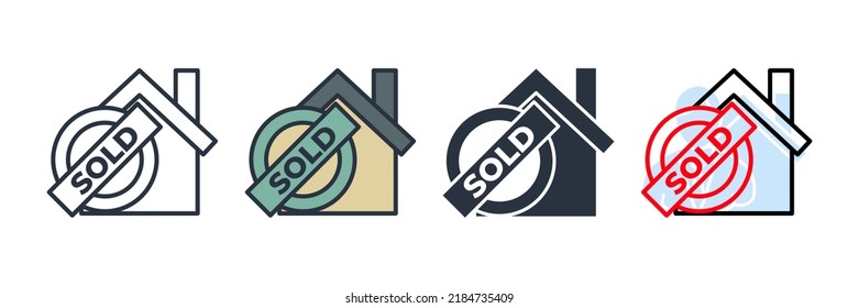 Sold house icon logo vector illustration. home sold symbol template for graphic and web design collection