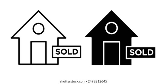 Vendido casa iconicon colección de Vector en estilo delineado y sólido