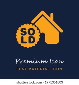 Sold House premium material ui ux isolated vector icon in navy blue and orange colors