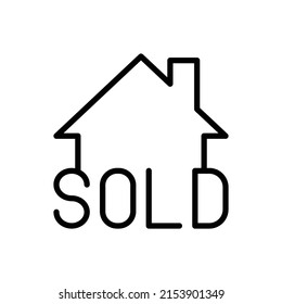 Vendido, casa simple vector de icono. Diseño plano